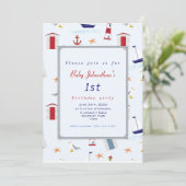 航海の第1回誕生日セーリングボート誕生日パーティー 招待状 (スタンド正面)