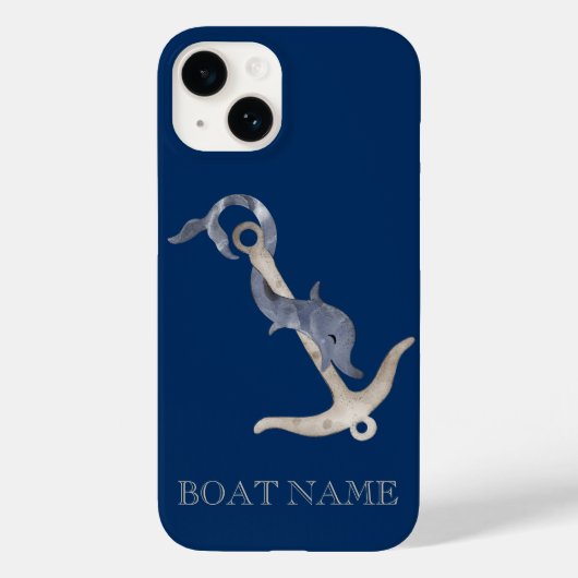 航海の精神 アンカー イルカ ネイビーブルー Case-Mate iPhoneケース (裏面)