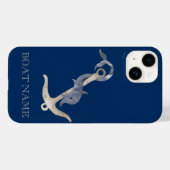 航海の精神 アンカー イルカ ネイビーブルー Case-Mate iPhoneケース (裏面 (横))