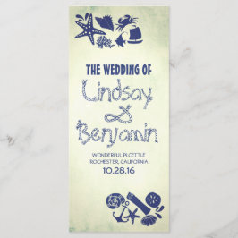 航海の索結びヴィンテージ海辺の結婚式 プログラム