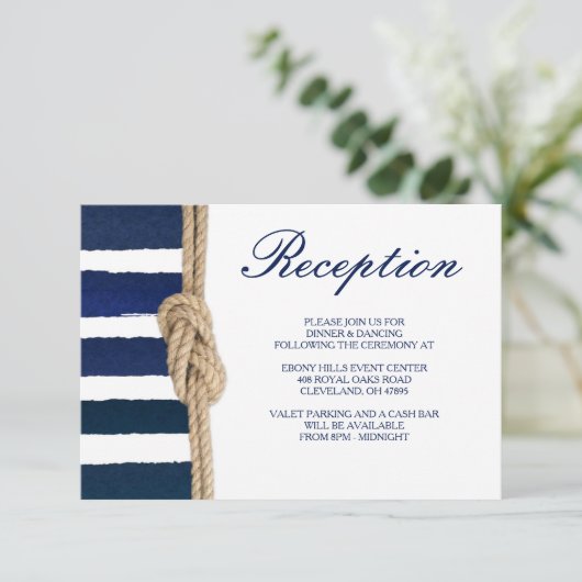 航海の結び目と水彩のネイビーストライプ 受付 エンクロージャーカード (スタンド正面)