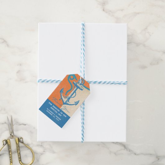 航海の結婚いかりメッセージカード ギフトタグ (より糸付き)