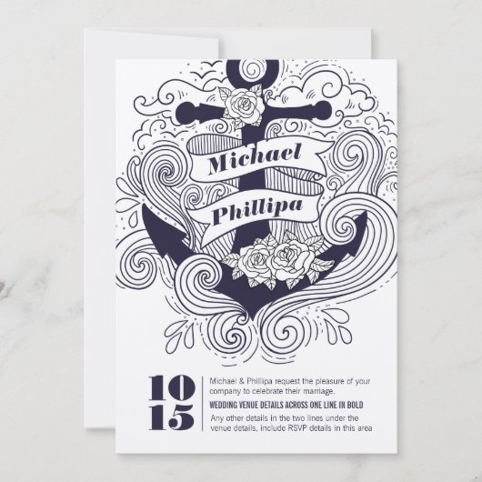 航海の結婚いかり 招待状 (正面)