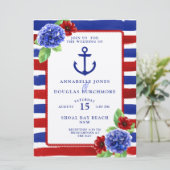 航海の結婚の青い赤のフローラ水色 招待状 (スタンド正面)