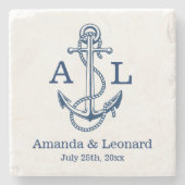 航海の結婚コースターパーソナライズされた | 好意 ストーンコースター (正面)