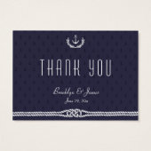 航海の結婚式の引き出物ラベルと青いかり (裏面)