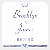 航海の結婚式用シール付きいかり スクエアシール (正面)