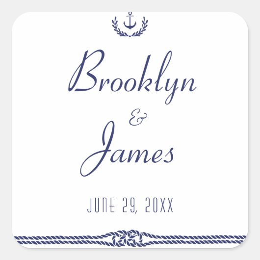 航海の結婚式用シール付きいかり スクエアシール (正面)