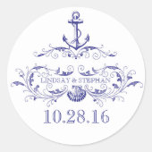 航海の結婚式用シール付きいかり ラウンドシール (正面)