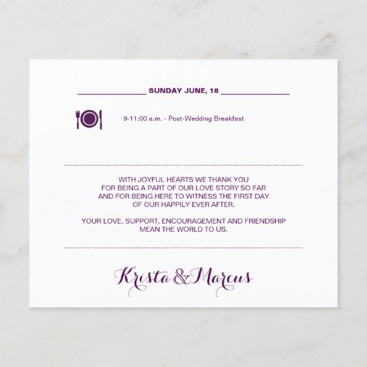 航海の結婚週末の日程 (裏面)