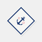 航海の縁どいかりシンプル結婚イニシャル スタンダードカクテルナプキン (角)