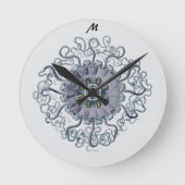 航海の自然ブお洒落ルーシーライフモノグラム ラウンド壁時計 (正面)