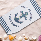 航海の船カスタム名の歓迎いかり ビーチタオル