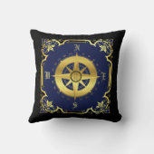 航海の船コンパスシルエット/金ゴールド/ネイビー/blk クッション (裏面)
