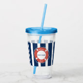 航海の船ストライプの名（青） アクリルタンブラー (裏面)