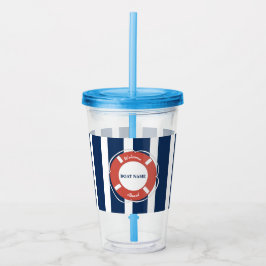航海の船ストライプの名(青) アクリルタンブラー