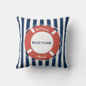 航海の船ストライプの名（青） クッション (裏面)