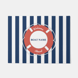 航海の船ストライプの名(青) ドアマット