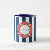 航海の船ストライプの名（青） マグカップ (中央)