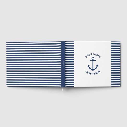 航海の船ストライプの客本付きいかり ゲストブック (全面)