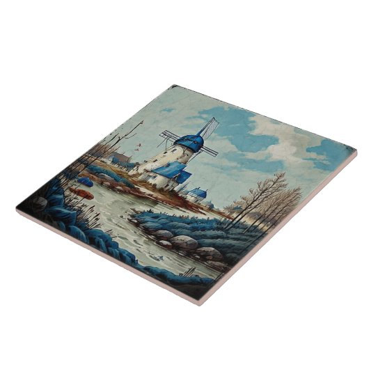 航海の船酔い油彩画No7 タイル (側面)