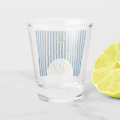 航海の花嫁の介添え人ゴールドアンカー結婚式ロゴ ショットグラス (裏面)