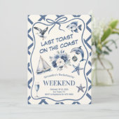 航海の花模様と海アイコンのバチェロレッテ 招待状 (スタンド正面)