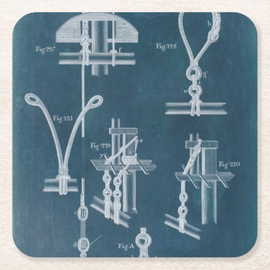 航海の詳細設計図IV スクエアペーパーコースター (正面)