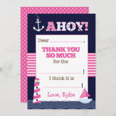 航海の誕生日お礼を空白の記入する サンキューカード (正面/裏面)
