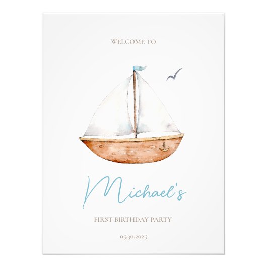 航海の誕生日ウェルカムサイン フォトプリント            (正面)