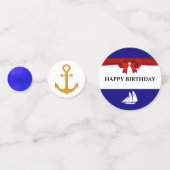 航海の誕生日オンブルーゴールデン&ホワイト コンフェッティ (正面)