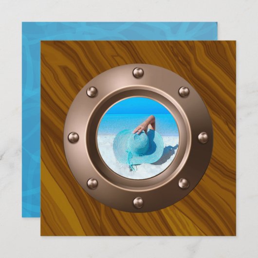 航海の誕生日パーティーの写真 招待状 (正面/裏面)