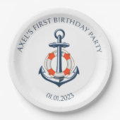 航海の誕生日パーティ紙プレートデザイン ペーパープレート (正面)
