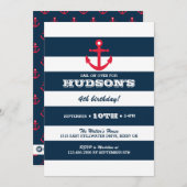 航海の誕生日招待状 - アンカー 招待状 (正面/裏面)