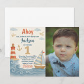 航海の誕生日招待状 招待状 (正面/裏面)