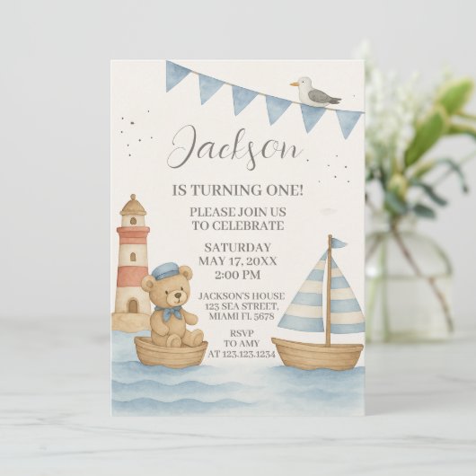 航海の誕生日招待状 招待状 (スタンド正面)