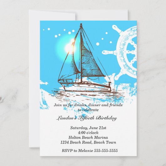 航海の誕生日 招待状 (正面)