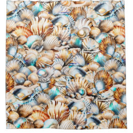 航海の貝殻ビーチ海貝殻 シャワーカーテン