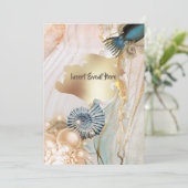 航海の貝殻大理石金ゴールド水色 招待状 (スタンド正面)