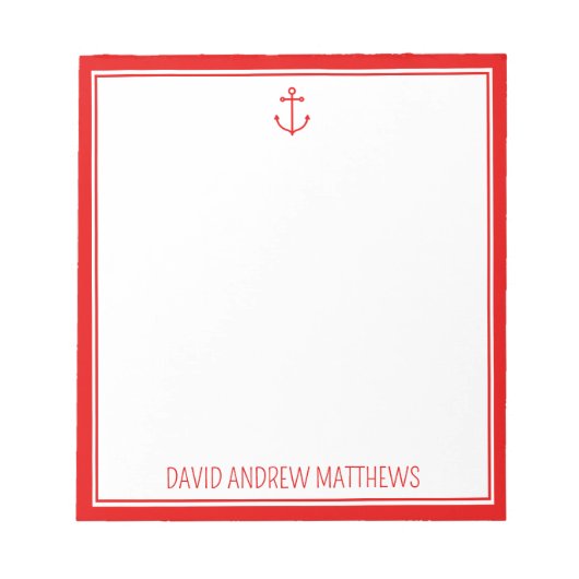 航海の赤と白いかりパーソナライズされた ノートパッド (正面)