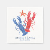 航海の赤と青のカニ カスタマイズ可能 スタンダードカクテルナプキン (正面)