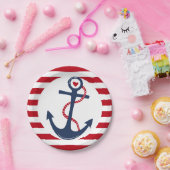 航海の赤白青いかり海イベント ペーパープレート (パーティー)