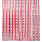 航海の赤白青いかり船舶用車輪ボート シャワーカーテン (正面)