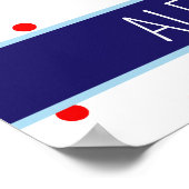 航海の赤白青のヨット - 名前入り ポスター (角)