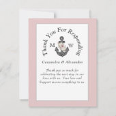 航海の赤面ピンクフローラ結婚いかり 出欠カード (裏面)