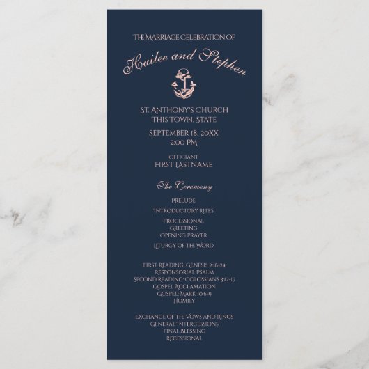 航海の赤面&ネイビーブルー結婚式 プログラム (正面)