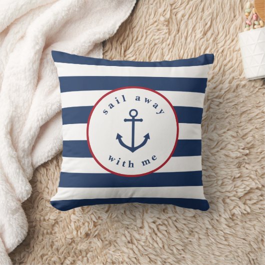 航海の遠くにストライプの枕で帆を張る クッション (ブランケット)