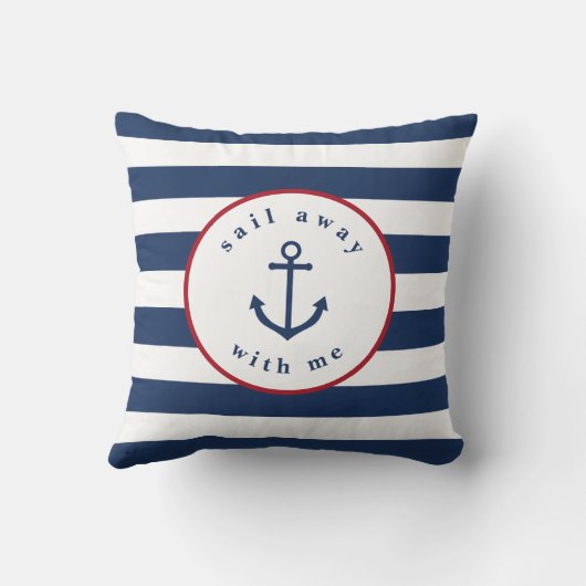 航海の遠くにストライプの枕で帆を張る クッション (裏面)