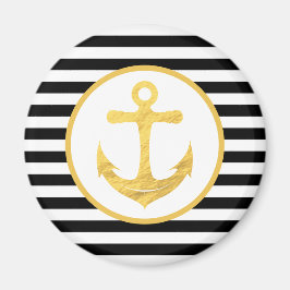 航海の金ゴールドいかり及びブラックストライプマグネット マグネット