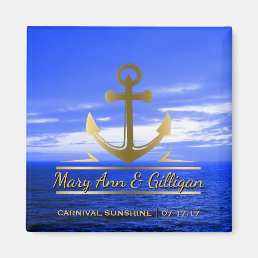 航海の金ゴールドいかり海クルーズ結婚式の引き出物 マグネット (正面)